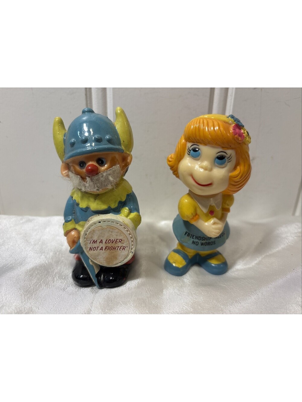 Lot of 2 VTG 1970 Berries Hong Kong Ceramic Lover Viking & Friendship Girl
